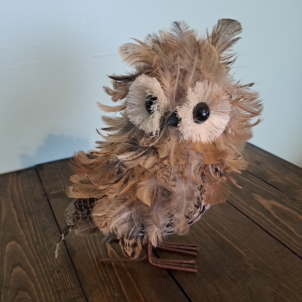 🌟 3 For $12.🌟Feathered Owl Décor Figurine in Brown - Decorative Accent